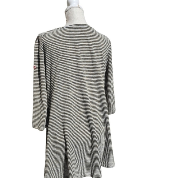 Umgee Knit Dress Medium Green White Stripes Floral Embroidery Bohemian - Picture 4 of 6